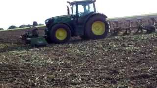 John Deere 6150R Ploughing With Front Furrow Press [upl. by Meean343]