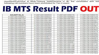 IB MTS Result 2024 Released Security Assistant Merit List PDF Cut Off [upl. by Dnaleel]