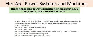 PEO solved examples ELEC A6 Three Phase Question no 2 [upl. by Onyx]