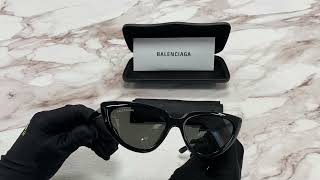 Balenciaga Sunglasses ModelBB0182S Color001 BlackGrey Lenses [upl. by Elish]