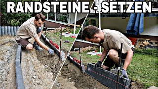 So setzt man  Randsteine in Beton  Gartenweg anlegen mit Kantensteinen 🔨 [upl. by Rose]