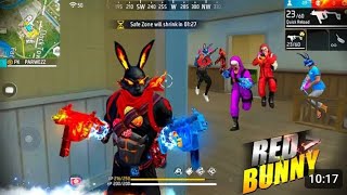 FREE FIRE 🔥  quot RED BUNNY quot  Solo vs Squad Mp40  Scar  24 kill total  Garena  freefire [upl. by Neoma]