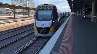 VLine VS94 amp VS96 Arriving at Southern Cross Station from Albury  HORN SHOW [upl. by Pontus]