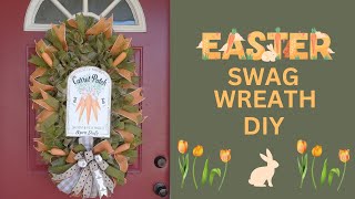 HOW TO MAKE AN EASTER SWAG WREATH USING DOLLAR TREE CANDY CANE WREATH FORMS  RUFFLE METHOD [upl. by Eliezer950]