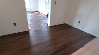 applying dark walnut stain to White oak hardwood flooring [upl. by Crystal]