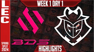 BDS vs G2 Highlights  LEC Spring 2024 W1D1  Team BDS vs G2 Esports [upl. by Cnahc441]