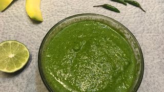 Raw mango and cilantro chutney  spicy tangy chutney to use as sides dip or spread [upl. by Nalyac]