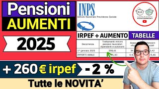 ✅ PENSIONI ➜ TUTTE LE NOVITÀ UFFICIALI 2025 ❗️ IMPORTI 260€ IRPEF RIVALUTAZIONE INPS AUMENTI QUOTE [upl. by Rogerio]