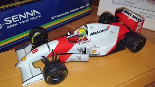 118 Ayrton Senna 1993 Europe GP Donington Mclaren MP48 DIRTY VERSION Minichamps F1 Diecast Review [upl. by Pufahl]