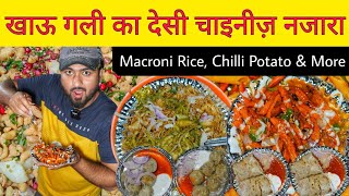 Khau Gali Macroni Rice Chilli Potato Kabab Roll Momos amp More  Moradabad Street Food [upl. by Bright872]