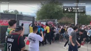 Crowd swarms to get past gates at NRG Park for Travis Scotts Astroworld festival [upl. by Idelia]