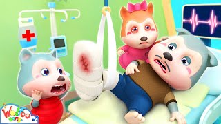 Daddy Has a Broken Leg  Family Boo Boo Song  More Nursery Rhymes  Wolfoo Kids Songs [upl. by Eirallih]