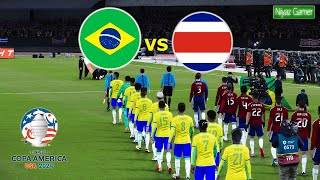 BRAZIL vs COSTA RICA  COPA AMERICA 2024 USA  Group D  Full Match All Goals  PES Gameplay [upl. by Leonanie238]