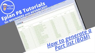 EPLAN P8 TutorialHow to generate a part list BOM in EPLAN [upl. by Sirac847]