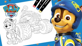 Color Chase’s Rescue Wheels Vehicle 🛞  PAW Patrol  Coloring for Kids [upl. by Annaihs]