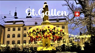 StGallen Switzerland  Nice Christmas atmosphere 🎄✨🎀  4K walking🎉🎊🚶‍♀️ [upl. by Eillen]