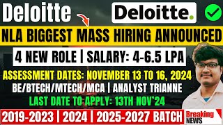 🔥Deloitte NLA Biggest OFF Campus Hiring Started  Deloitte NLA 2025  Analyst Trainee Salary 46 LPA [upl. by Lednor]