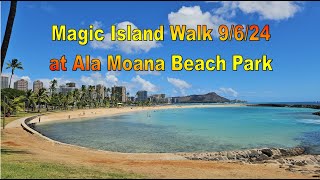 4K Magic Island Walk on 9624 in Ala Moana Beach Park in Honolulu Oahu Hawaii [upl. by Kcirdaed35]