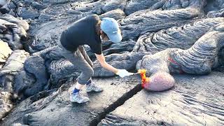 Kilauea lava flow cooking  March 2 2017 [upl. by Smail]