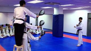 Hankuk Taekwondo Singapore  540 Degree Triple Kick [upl. by Harod]