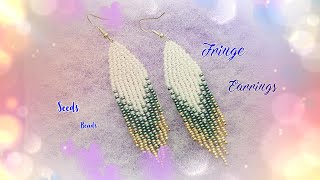 DIY Beaded Fringe Earing No 5  Brick Stitch [upl. by Nafis]