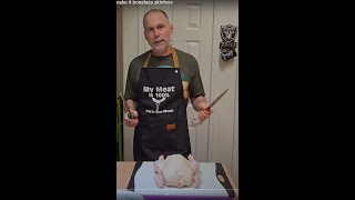 Cutting up a whole chicken into a 8 piece and make it boneless and skinless Tutorial [upl. by Fernandez424]