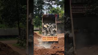 Unloading big stone from Tipper 🚛 K Lorry Dumbing rocks simply tipper stone viralvideo [upl. by Dloraj]