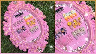 NAIL ART DISPLAY DIY  Dollar Store Repurposed Mirror  How I Store My PressOns [upl. by Copeland]