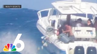 Shocking video shows boaters dumping trash into ocean in Florida [upl. by Naivart206]