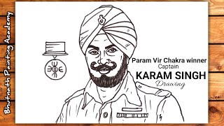 gallantry award winners Captain karam singh drawing [upl. by Onailerua]