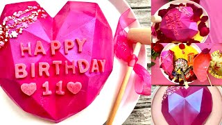 Smashable heart cake  Heart Pinata  Trending Hammer cake  How to make surprise pinata  viral [upl. by Bodrogi530]