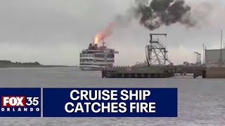 Cruise ship catches fire in Florida port [upl. by Duthie126]