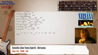 🎸 Smells Like Teen Spirit  Nirvana Guitar Backing Track with chords and lyrics [upl. by Earb]