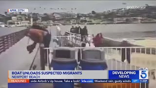 Boat carrying suspected illegal immigrants docks in Newport Beach [upl. by Anitteb]