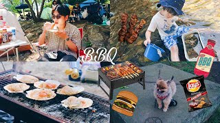 vlog  BBQ at the river side 🍖🥩🥒🌶️🧄🍻🐶 [upl. by Remot579]