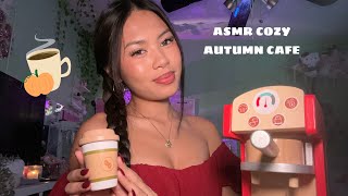 ASMR  cozy autumn cafe roleplay☕️🍂 fireplace ambience wood tapping [upl. by Obau]