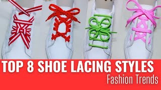 The Top 8 Shoes lace styles Shoe lacing styles  Shoes less style P180224 shoesfashion shoelace [upl. by Ecneralc]