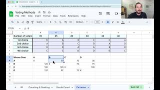 Pairwise Comparison Copelands Method in Google Sheets [upl. by Imre239]