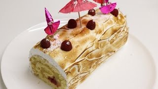 BÛCHE DE NOEL CITRON FRAMBOISE MERINGUÉE CUISINERAPIDE [upl. by Yeltsew]