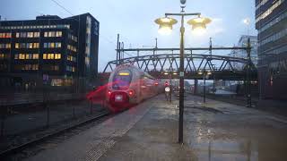 SJ Stockholm Central bound X40 Train leaving Sundbyberg [upl. by Christmann]