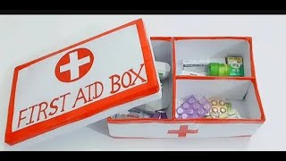 DIY First Aid BoxHow to make first aid box at home First Aid Box for School Project [upl. by Dnarb971]