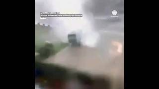 Dramatic Tornado Flips Football Trailer at MTSU [upl. by Naawaj]