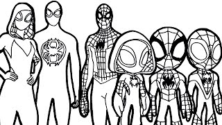 🔴🔴HOW TO DRAW SpiderMan across the spiderverse VS Spidey and His Amazing Friends  coloring pages [upl. by Amitarp683]