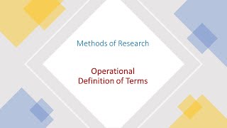 Operational Definition of Terms [upl. by Mazlack]