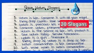 Slogans on Save Water in English  Twenty slogans on Save Water  Water Save Slogan in English [upl. by Lonee]