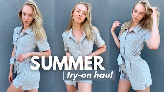 Summer TryOn Clothing Haul  Aritzia Reformation Zara my favorite 2021 Swim Brands [upl. by Jessey426]