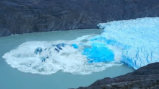 INCREDIBLE COLLAPSE TRIGGERED BY GLACIER CALVING  South America Chile [upl. by Aramahs]