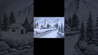 Pencil Sketch scenery drawing for beginners charcoal subscribe trending viral [upl. by Stoll502]