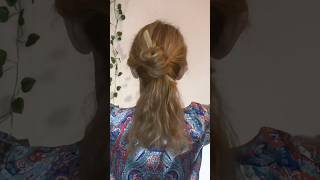 Half Up Messy Bun Tutorial Using Hair Fork [upl. by Kile]