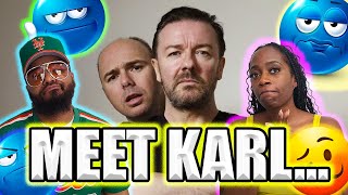 Ricky GervaisMeet Karl Pilkington REACTION HILARIOUSLY Awkward LOL [upl. by Airehc]